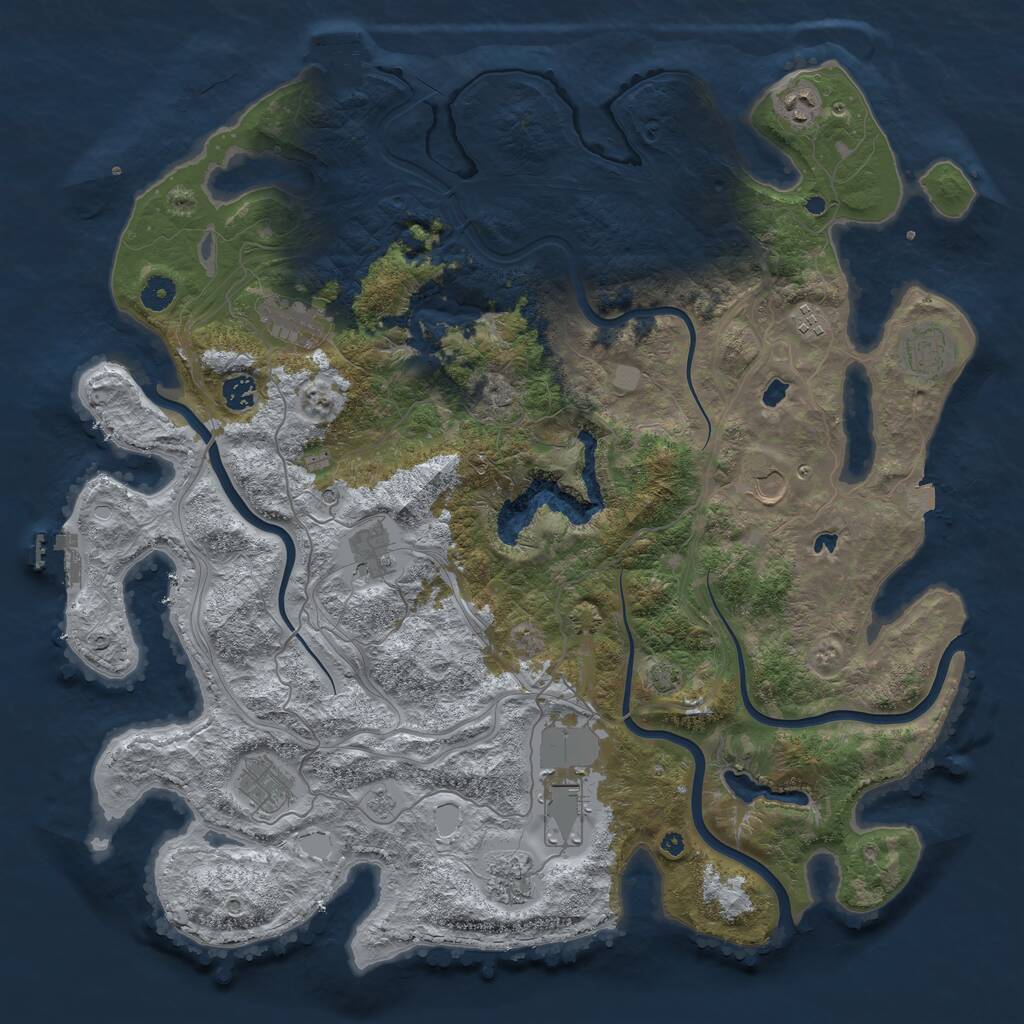Rust Map: Procedural Map, Size: 4500, Seed: 559990291, 16 Monuments
