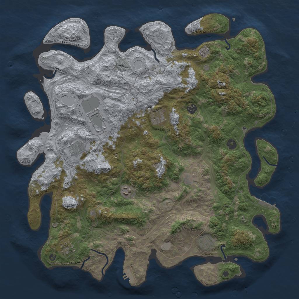 Rust Map: Procedural Map, Size: 4500, Seed: 1364019823, 18 Monuments