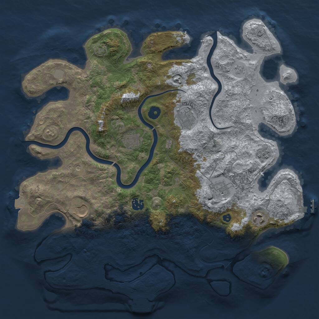 Rust Map: Procedural Map, Size: 3800, Seed: 829373, 13 Monuments