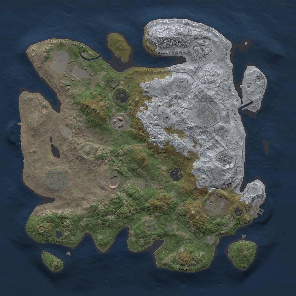 Rust Map: Procedural Map, Size: 3500, Seed: 34205354, 18 Monuments