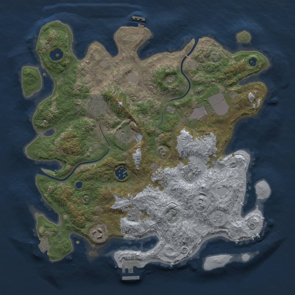 Rust Map: Procedural Map, Size: 3500, Seed: 123128945, 13 Monuments