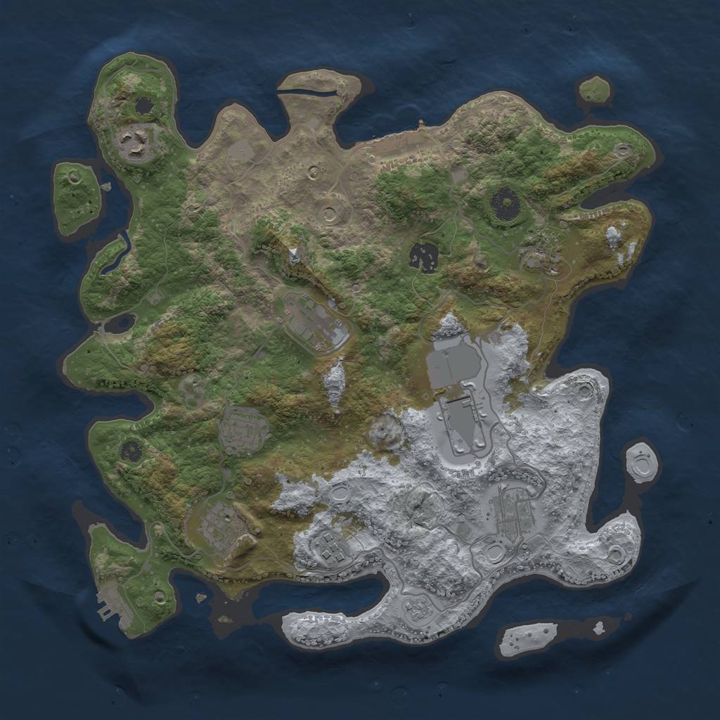 Rust Map: Procedural Map, Size: 3500, Seed: 123128945, 18 Monuments