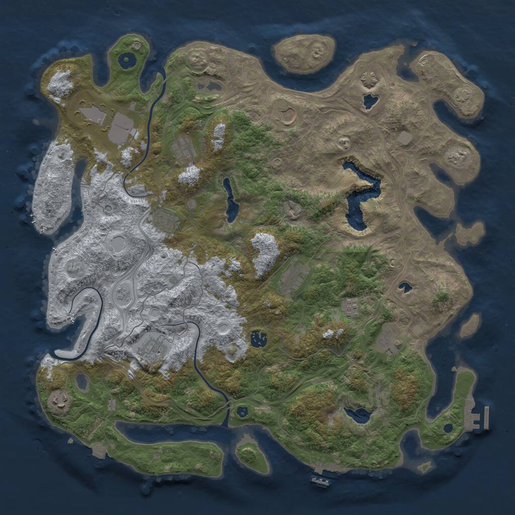 Rust Map: Procedural Map, Size: 4500, Seed: 1455589483, 16 Monuments