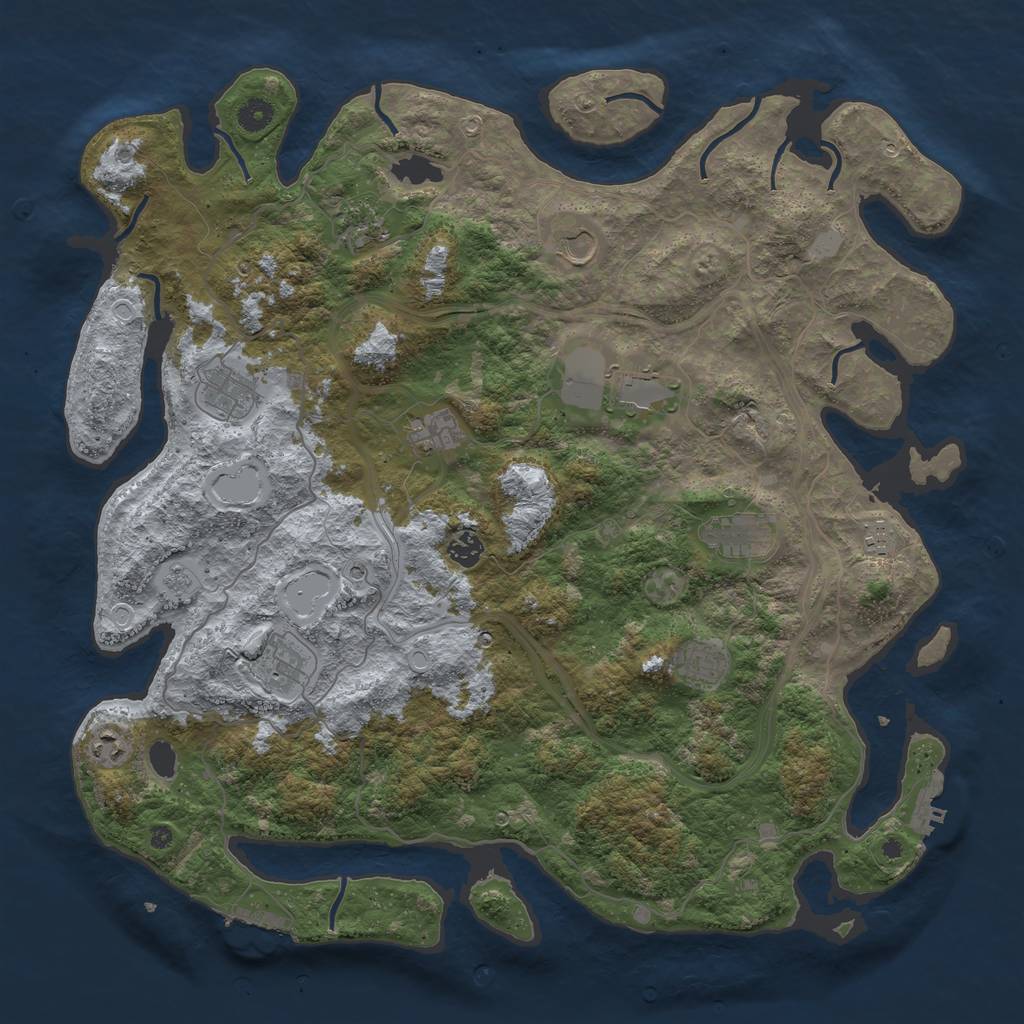 Rust Map: Procedural Map, Size: 4500, Seed: 1455589483, 20 Monuments