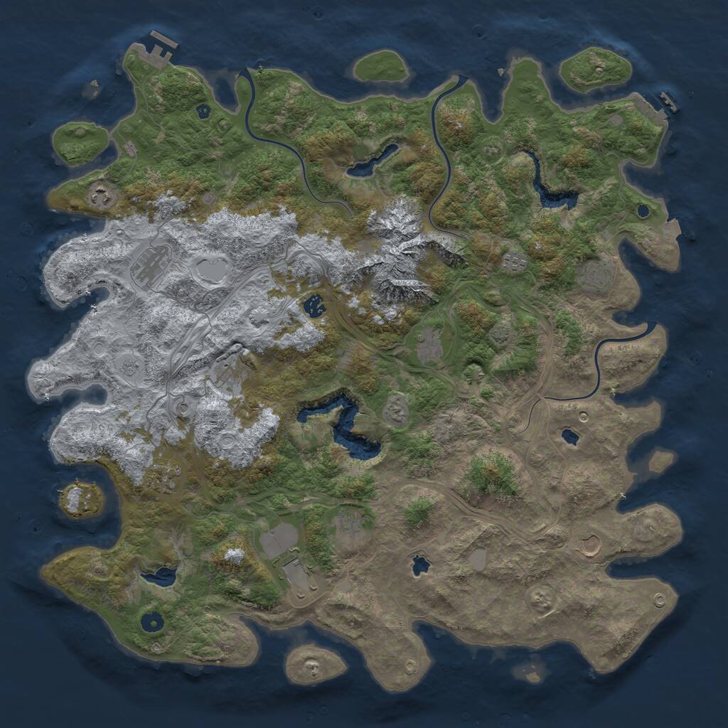 Rust Map: Procedural Map, Size: 5000, Seed: 6065326, 17 Monuments