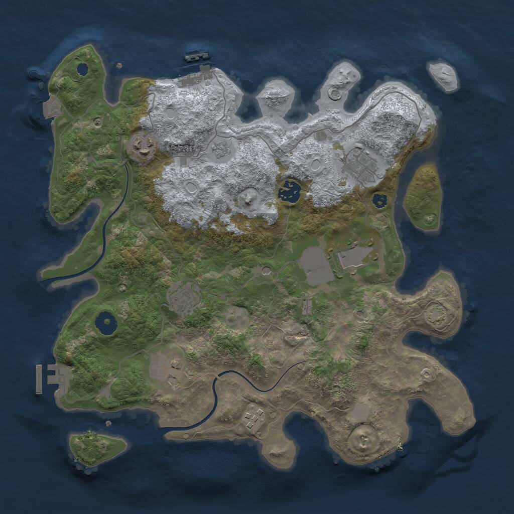 Rust Map: Procedural Map, Size: 3500, Seed: 15095690, 13 Monuments