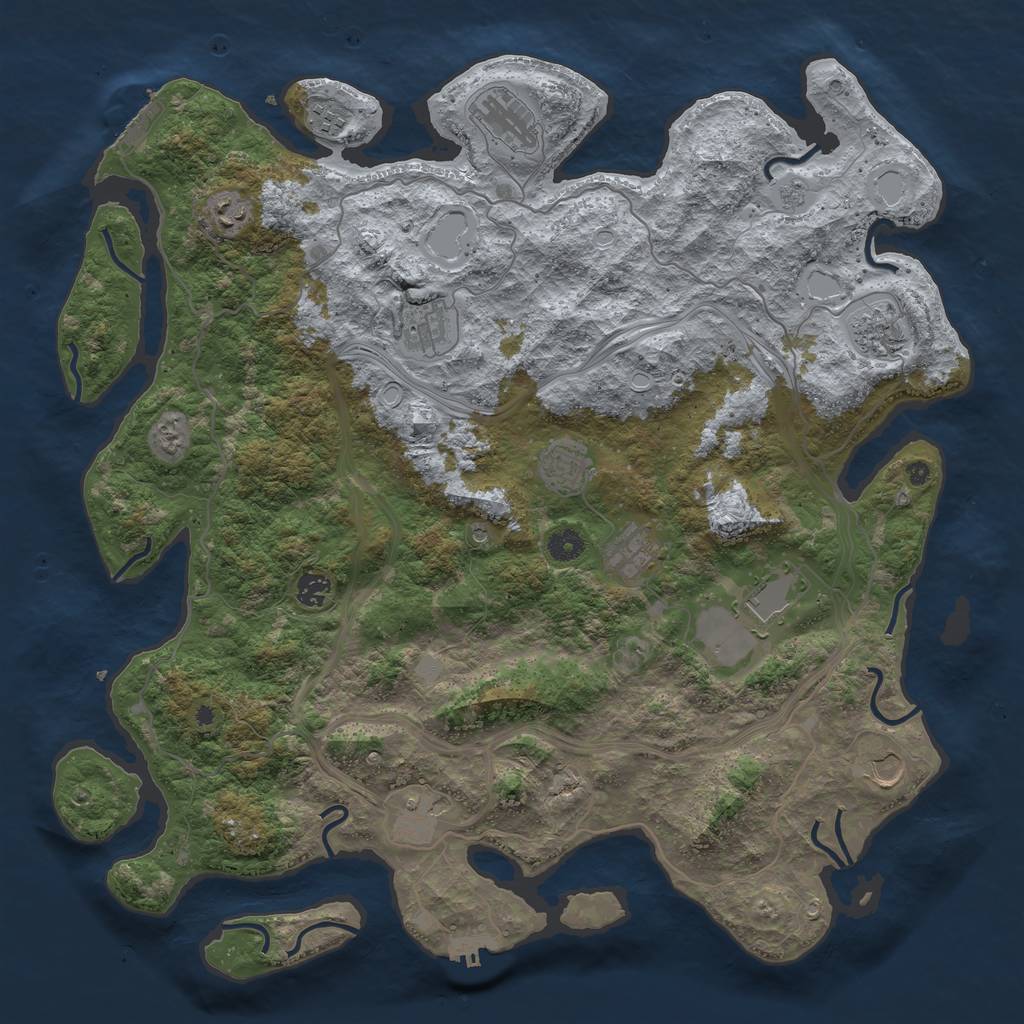 Rust Map: Procedural Map, Size: 4500, Seed: 580854606, 20 Monuments
