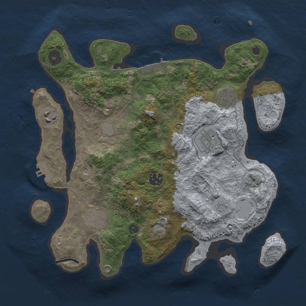 Rust Map: Procedural Map, Size: 3250, Seed: 349875, 14 Monuments