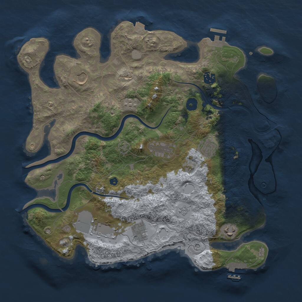 Rust Map: Procedural Map, Size: 3700, Seed: 1630023710, 14 Monuments