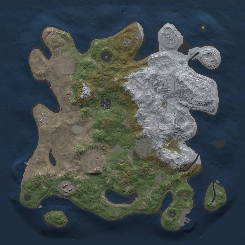 Rust Map: Procedural Map, Size: 3250, Seed: 1011, 16 Monuments