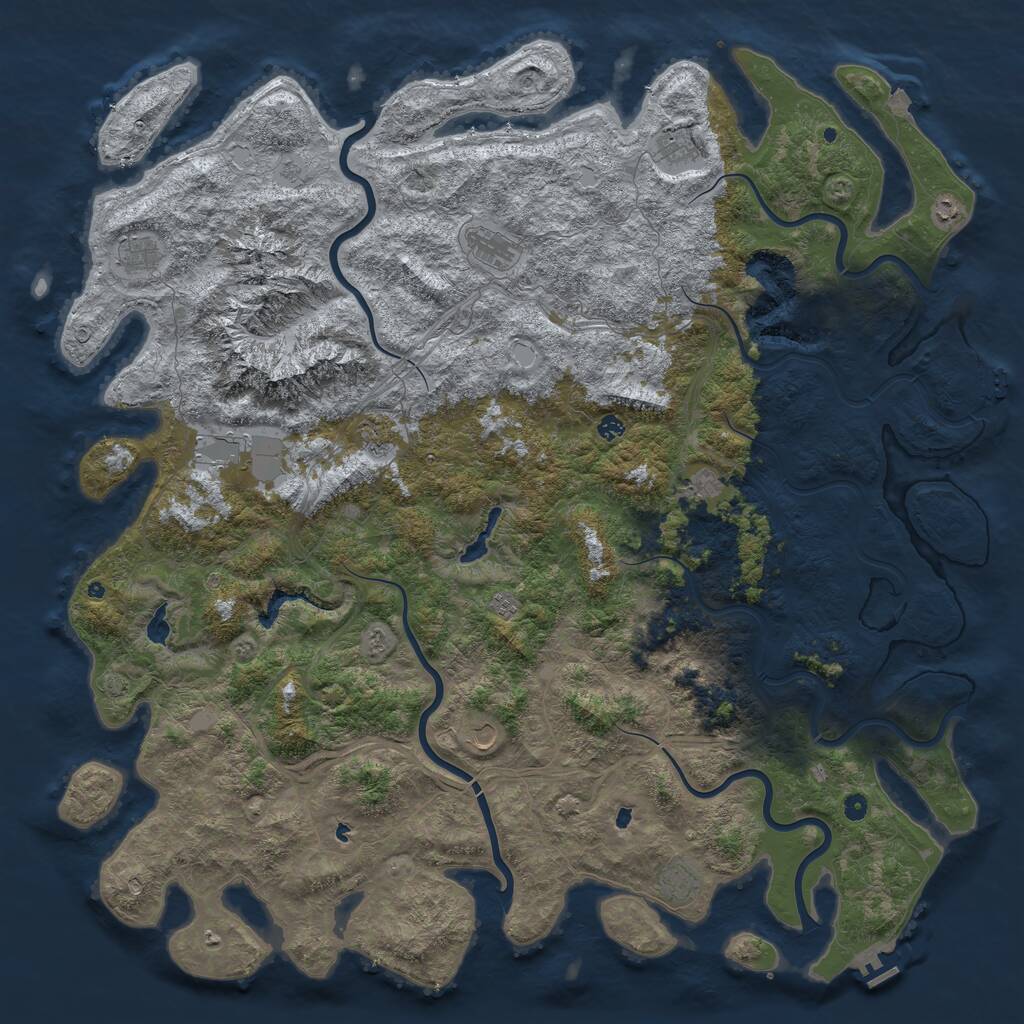 Rust Map: Procedural Map, Size: 6000, Seed: 897011818, 17 Monuments