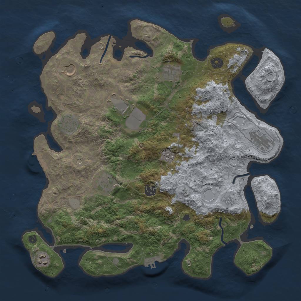 Rust Map: Procedural Map, Size: 3750, Seed: 282596339, 18 Monuments
