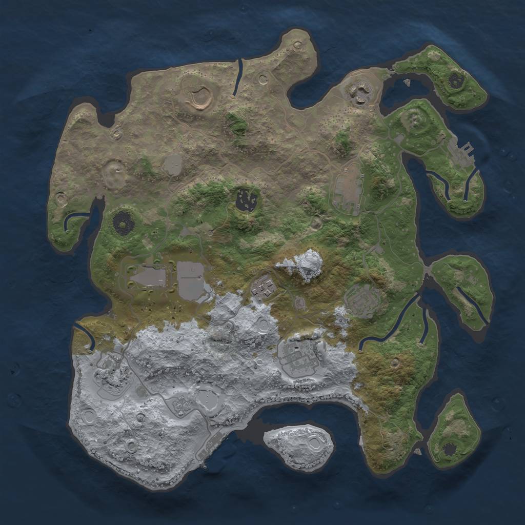 Rust Map: Procedural Map, Size: 3500, Seed: 1012, 18 Monuments