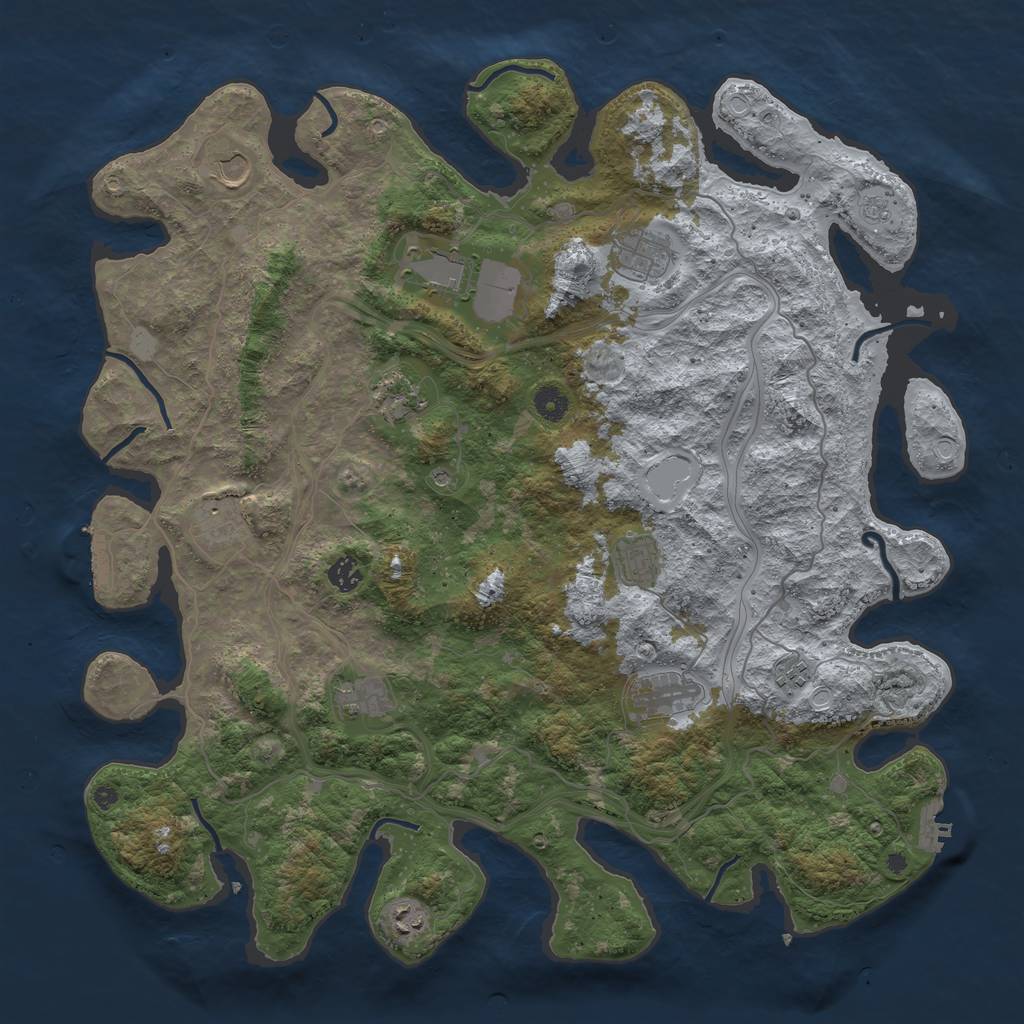 Rust Map: Procedural Map, Size: 4500, Seed: 705700386, 20 Monuments