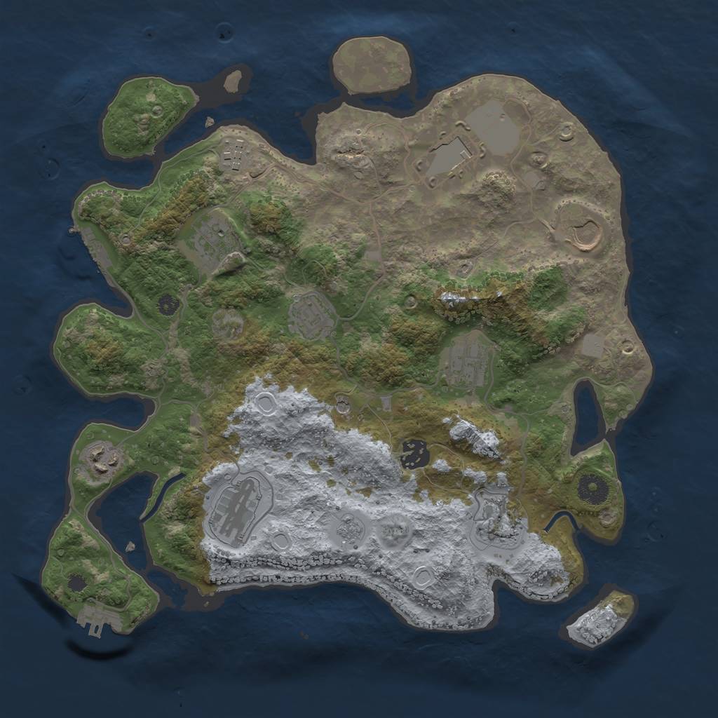 Rust Map: Procedural Map, Size: 3500, Seed: 741739022, 19 Monuments