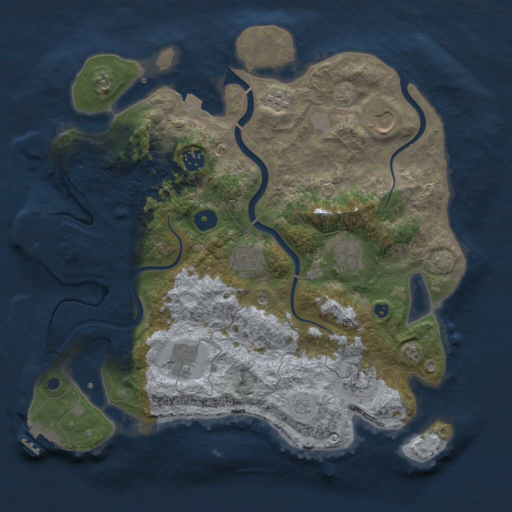 Rust Map: Procedural Map, Size: 3500, Seed: 741739022, 13 Monuments