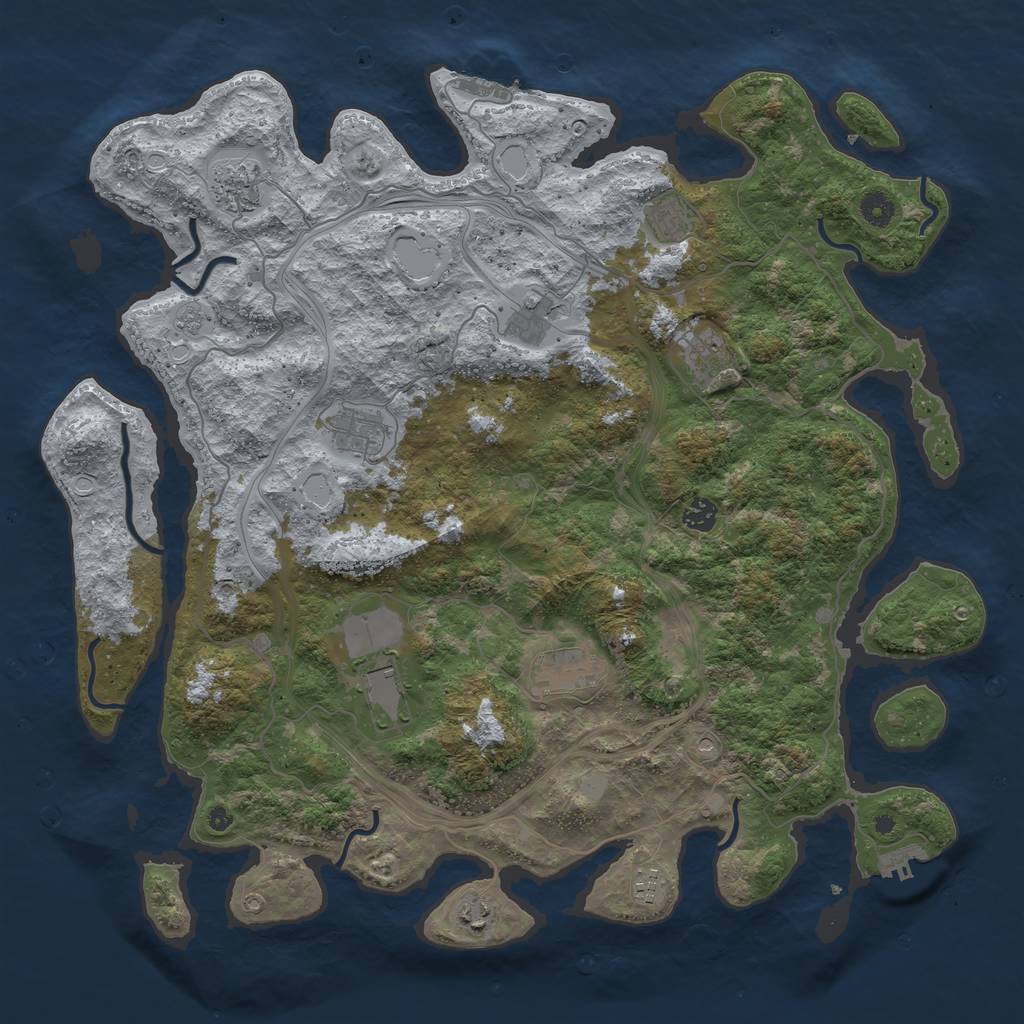 Rust Map: Procedural Map, Size: 4500, Seed: 71405, 19 Monuments