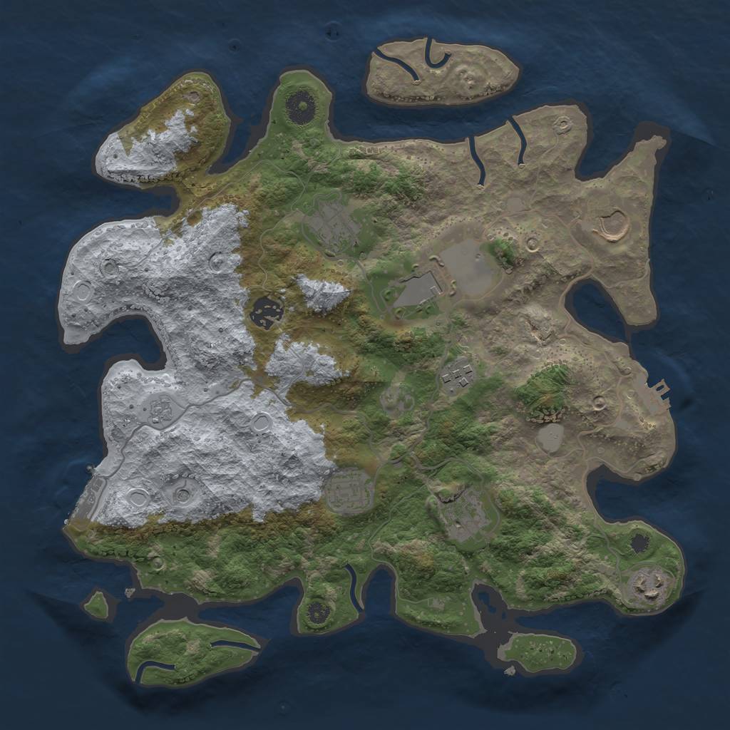 Rust Map: Procedural Map, Size: 3500, Seed: 1307072853, 17 Monuments