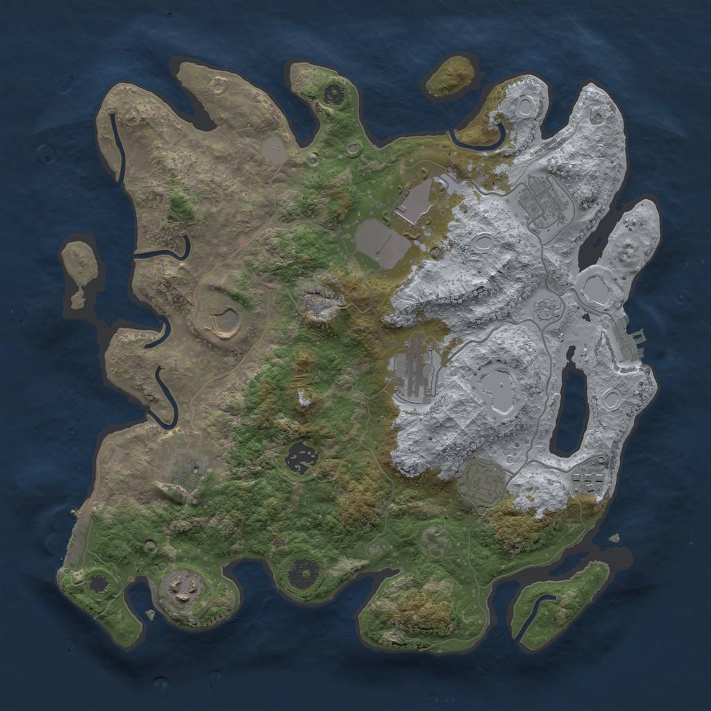 Rust Map: Procedural Map, Size: 3500, Seed: 991952869, 17 Monuments