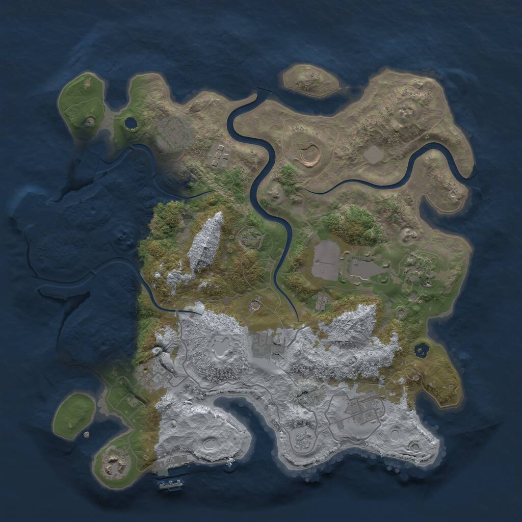 Rust Map: Procedural Map, Size: 3500, Seed: 545327403, 15 Monuments
