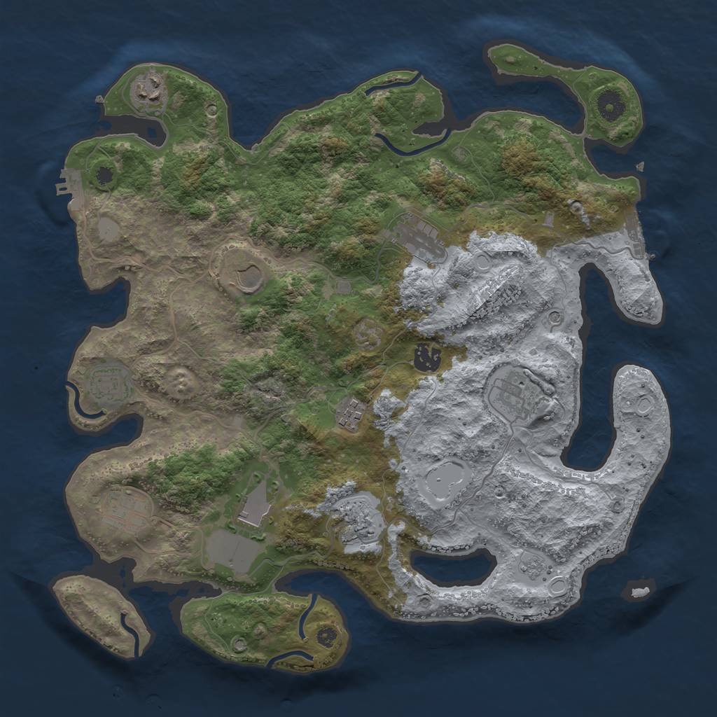 Rust Map: Procedural Map, Size: 3750, Seed: 1389246657, 19 Monuments