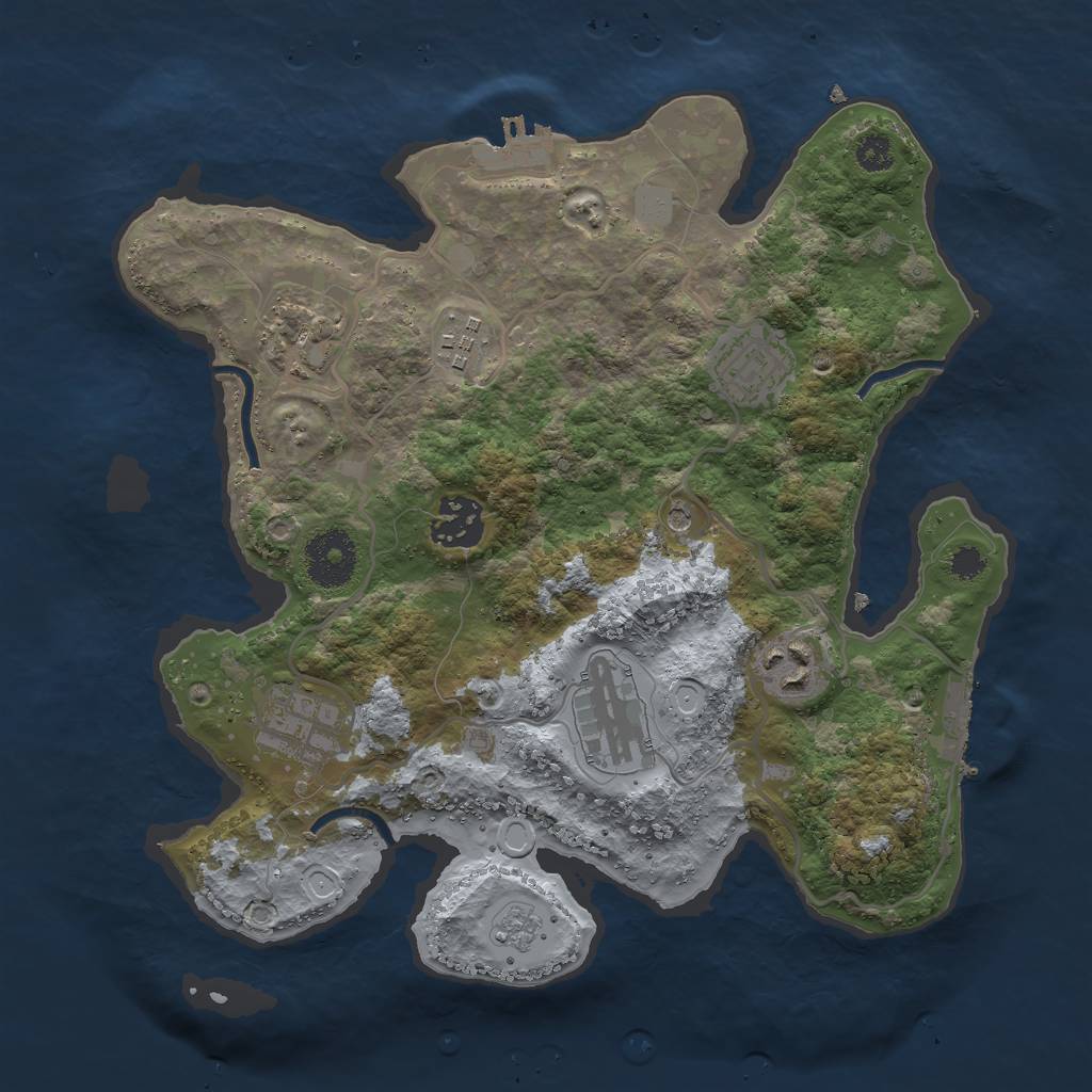 Rust Map: Procedural Map, Size: 3000, Seed: 1196125075, 16 Monuments