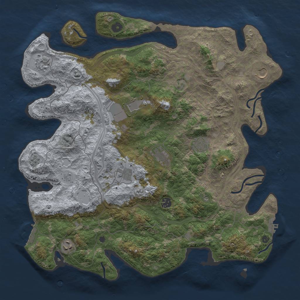 Rust Map: Procedural Map, Size: 4300, Seed: 555263, 18 Monuments