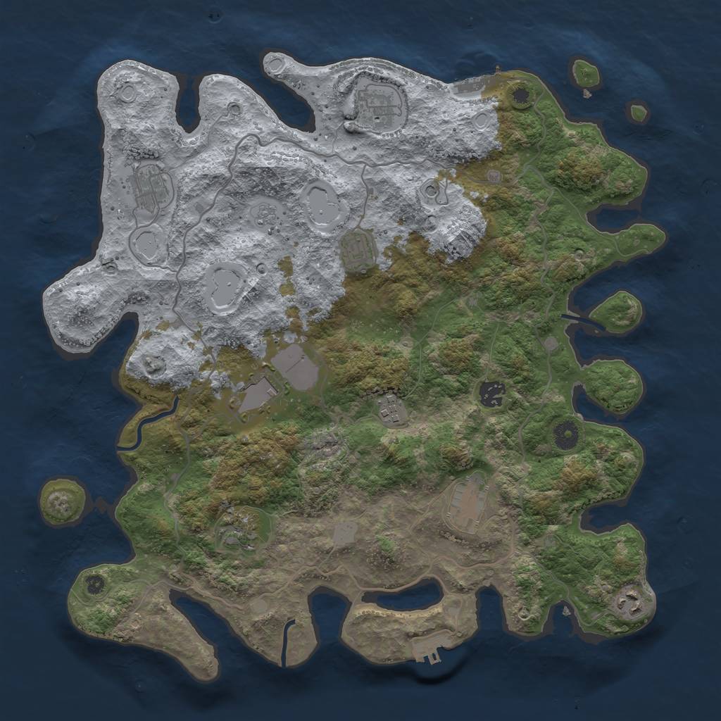 Rust Map: Procedural Map, Size: 4000, Seed: 1466310835, 18 Monuments
