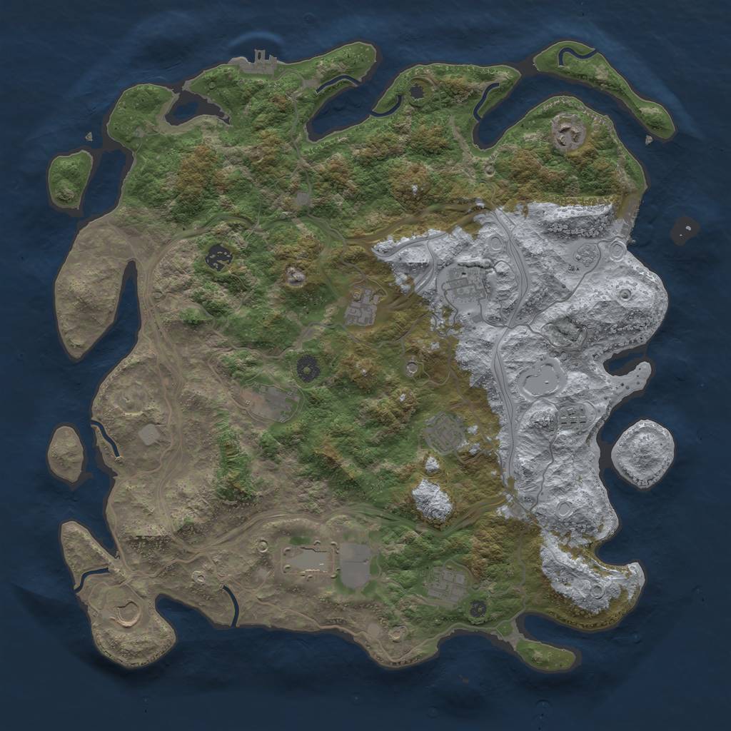 Rust Map: Procedural Map, Size: 4300, Seed: 390958395, 19 Monuments