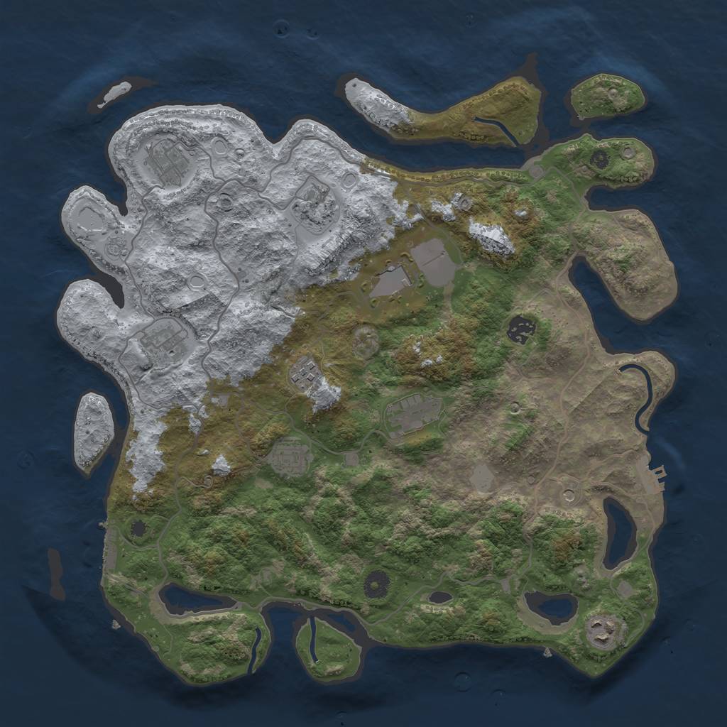 Rust Map: Procedural Map, Size: 4000, Seed: 48382661, 18 Monuments