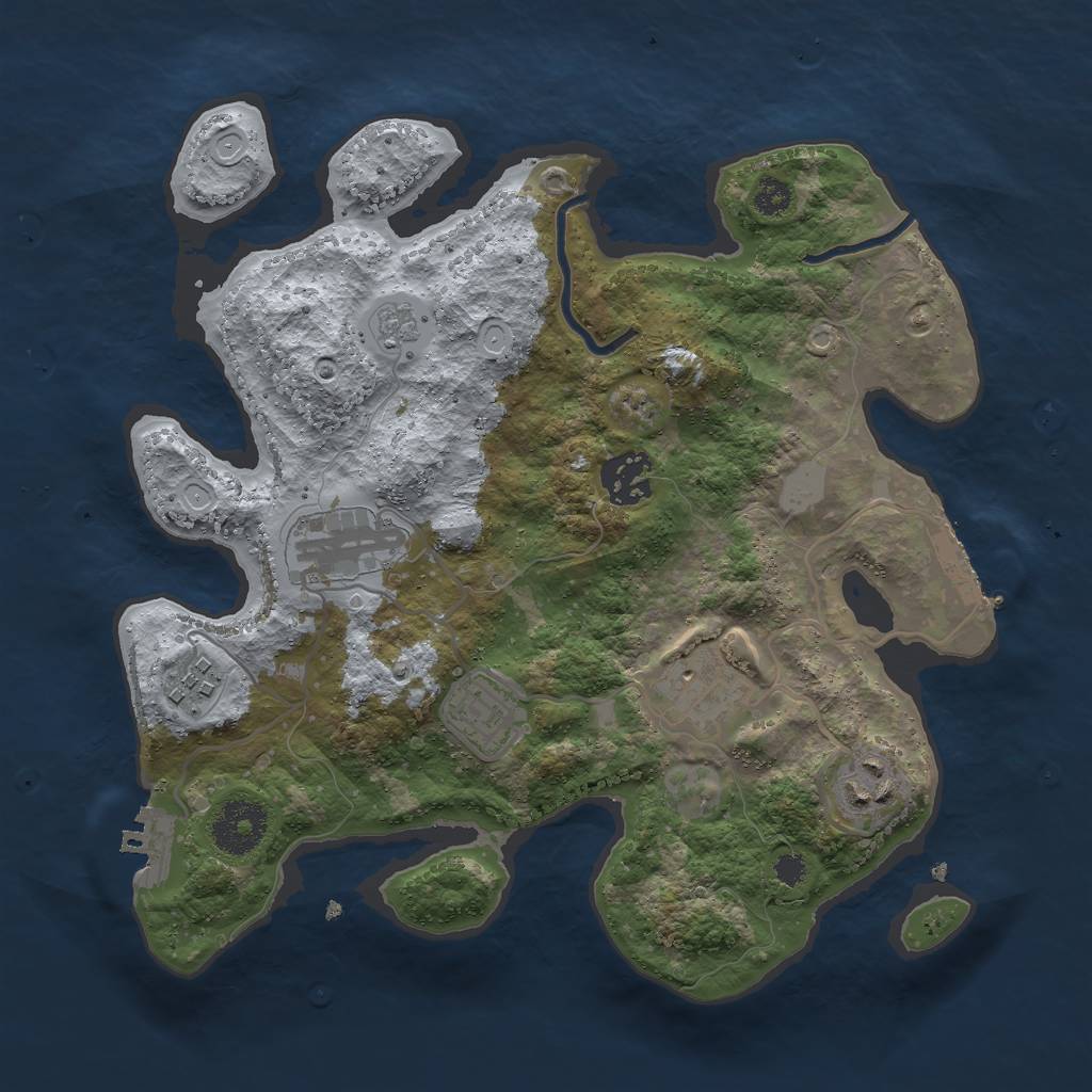 Rust Map: Procedural Map, Size: 3000, Seed: 2448296, 14 Monuments
