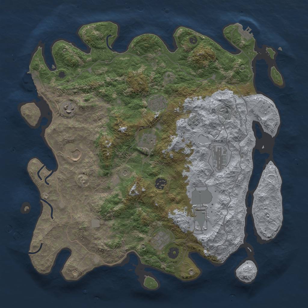 Rust Map: Procedural Map, Size: 4000, Seed: 703569210, 18 Monuments