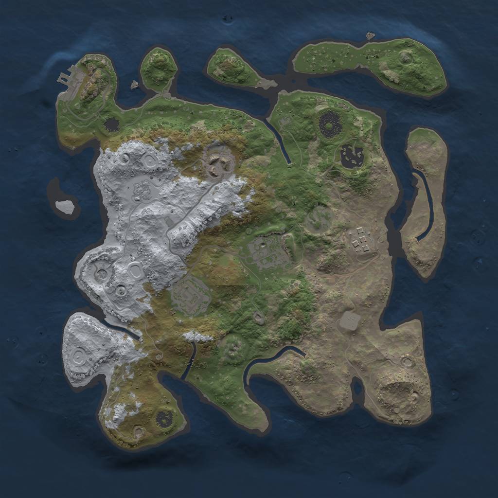 Rust Map: Procedural Map, Size: 3000, Seed: 21028, 13 Monuments