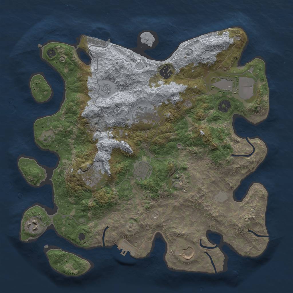 Rust Map: Procedural Map, Size: 3500, Seed: 659968676, 17 Monuments