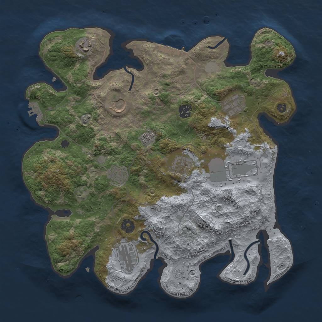 Rust Map: Procedural Map, Size: 3500, Seed: 941069681, 18 Monuments