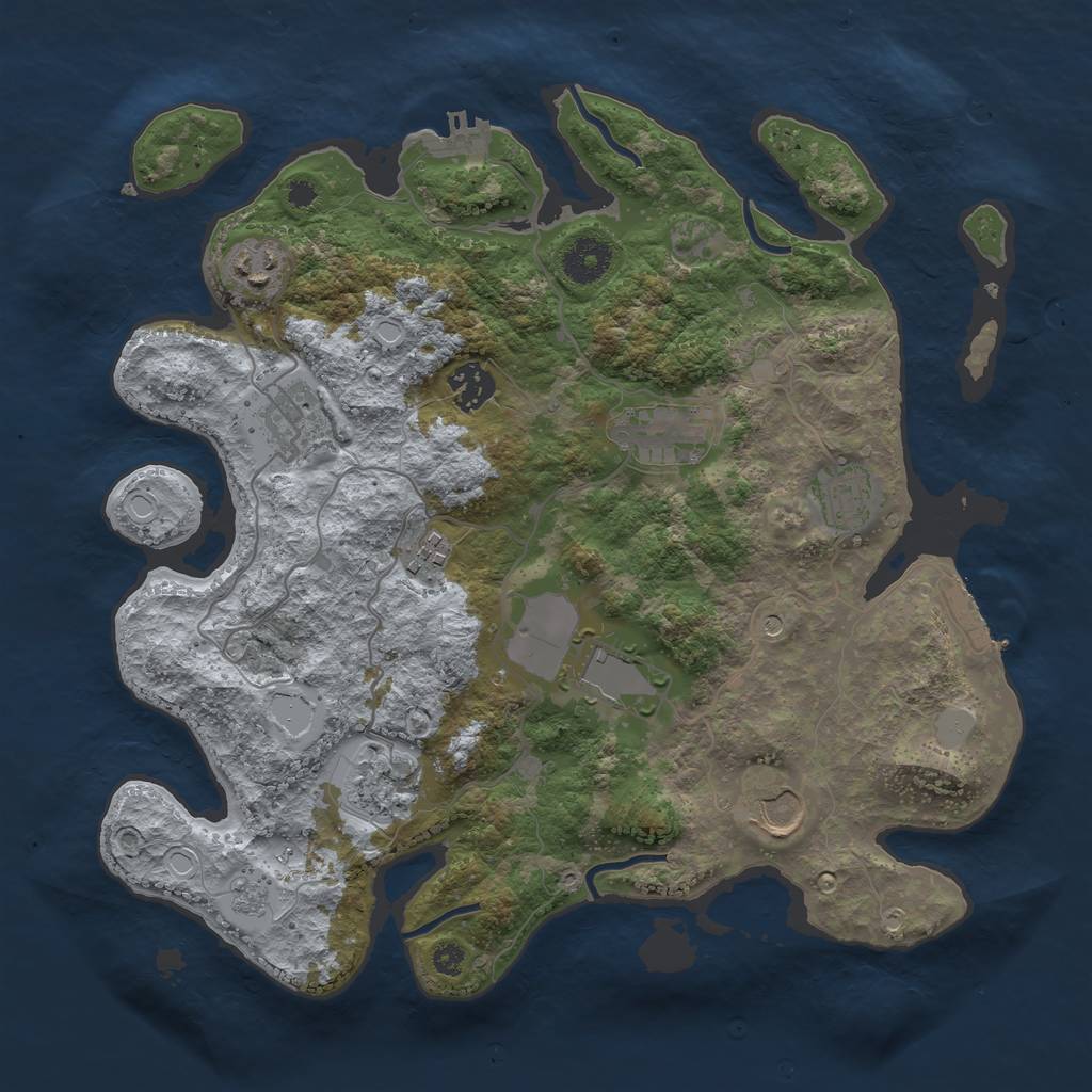 Rust Map: Procedural Map, Size: 3500, Seed: 253123, 18 Monuments