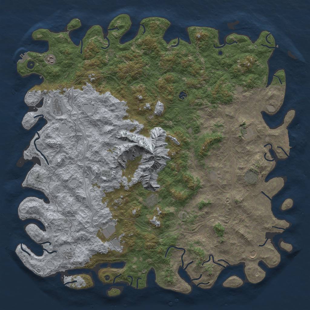 Rust Map: Procedural Map, Size: 6000, Seed: 3816297, 20 Monuments