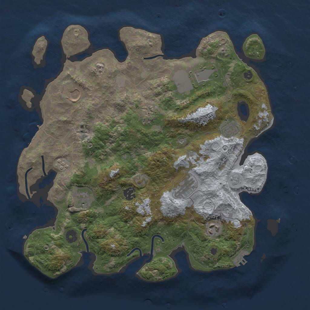 Rust Map: Procedural Map, Size: 3700, Seed: 2126403425, 18 Monuments
