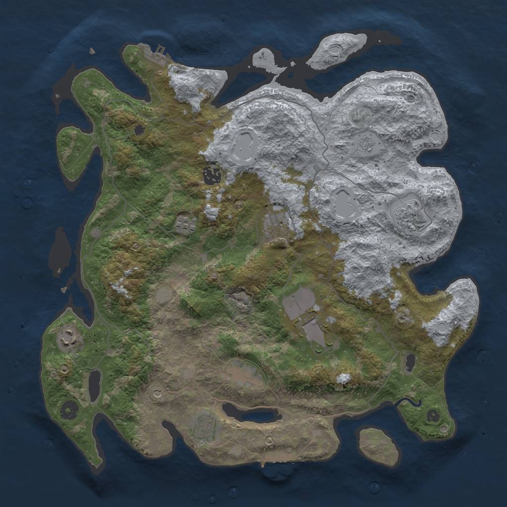 Rust Map: Procedural Map, Size: 4000, Seed: 399321716, 17 Monuments