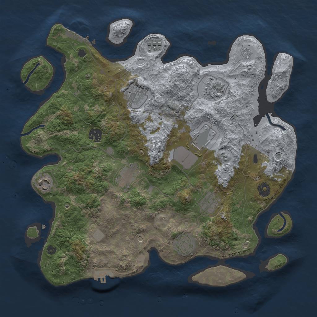 Rust Map: Procedural Map, Size: 3500, Seed: 181924430, 18 Monuments