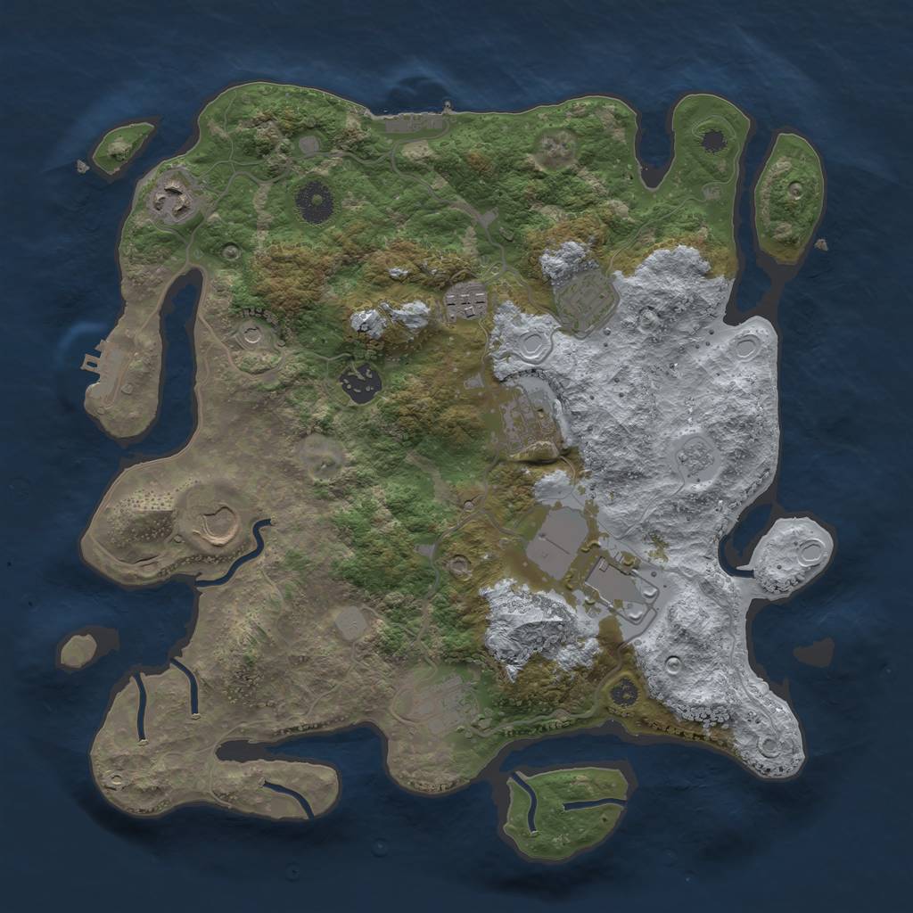 Rust Map: Procedural Map, Size: 3500, Seed: 5777994, 17 Monuments