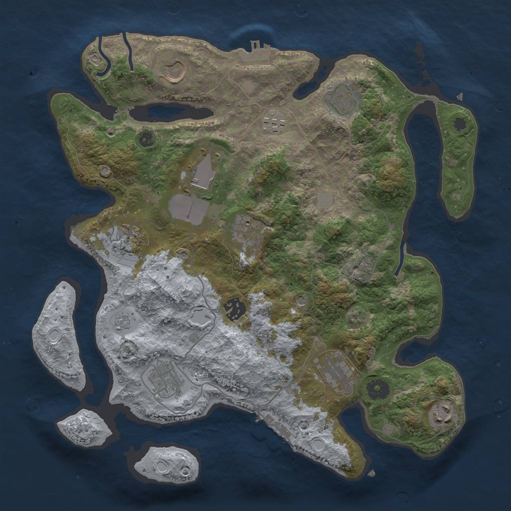 Rust Map: Procedural Map, Size: 3500, Seed: 2067401047, 19 Monuments