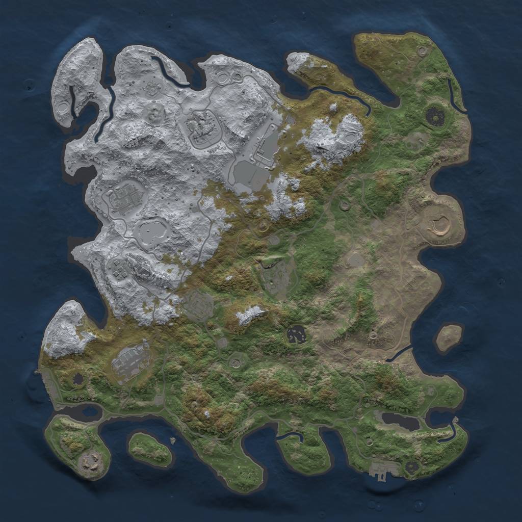 Rust Map: Procedural Map, Size: 4000, Seed: 6851306, 19 Monuments