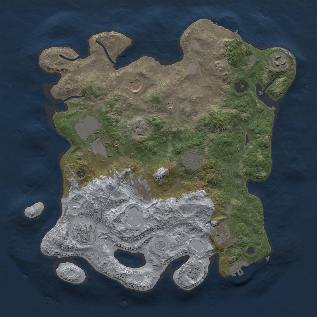 Rust Map: Procedural Map, Size: 3500, Seed: 714167627, 17 Monuments