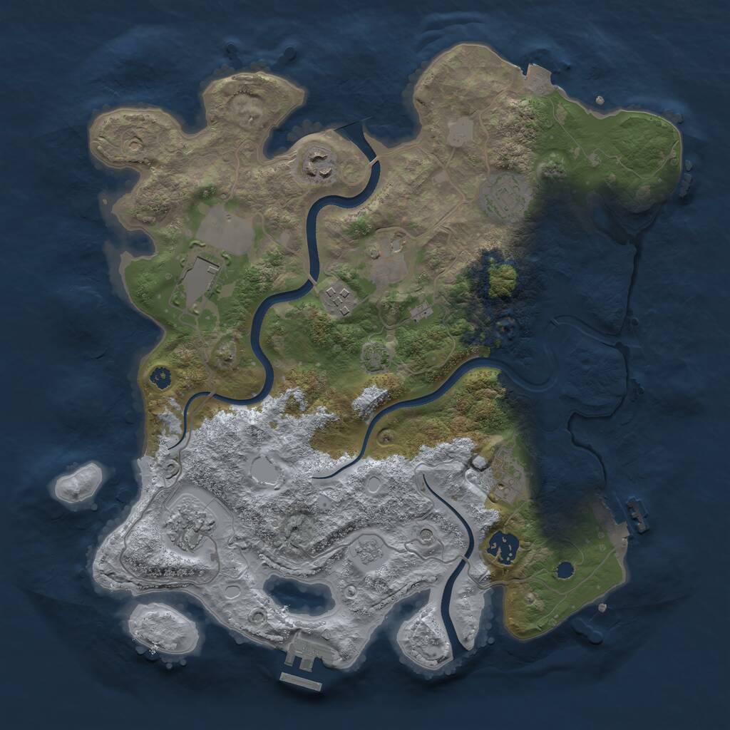 Rust Map: Procedural Map, Size: 3500, Seed: 714167627, 14 Monuments