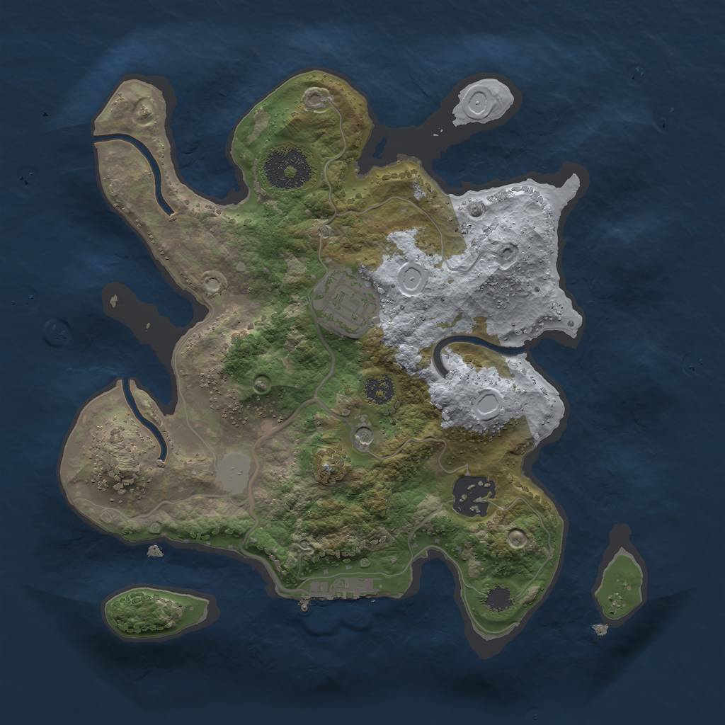 Rust Map: Procedural Map, Size: 2500, Seed: 51332, 9 Monuments