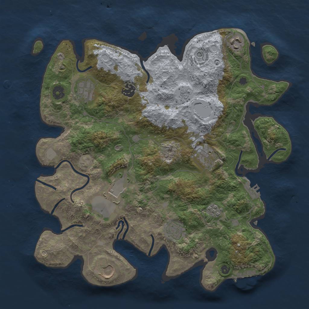 Rust Map: Procedural Map, Size: 3500, Seed: 524553432, 17 Monuments