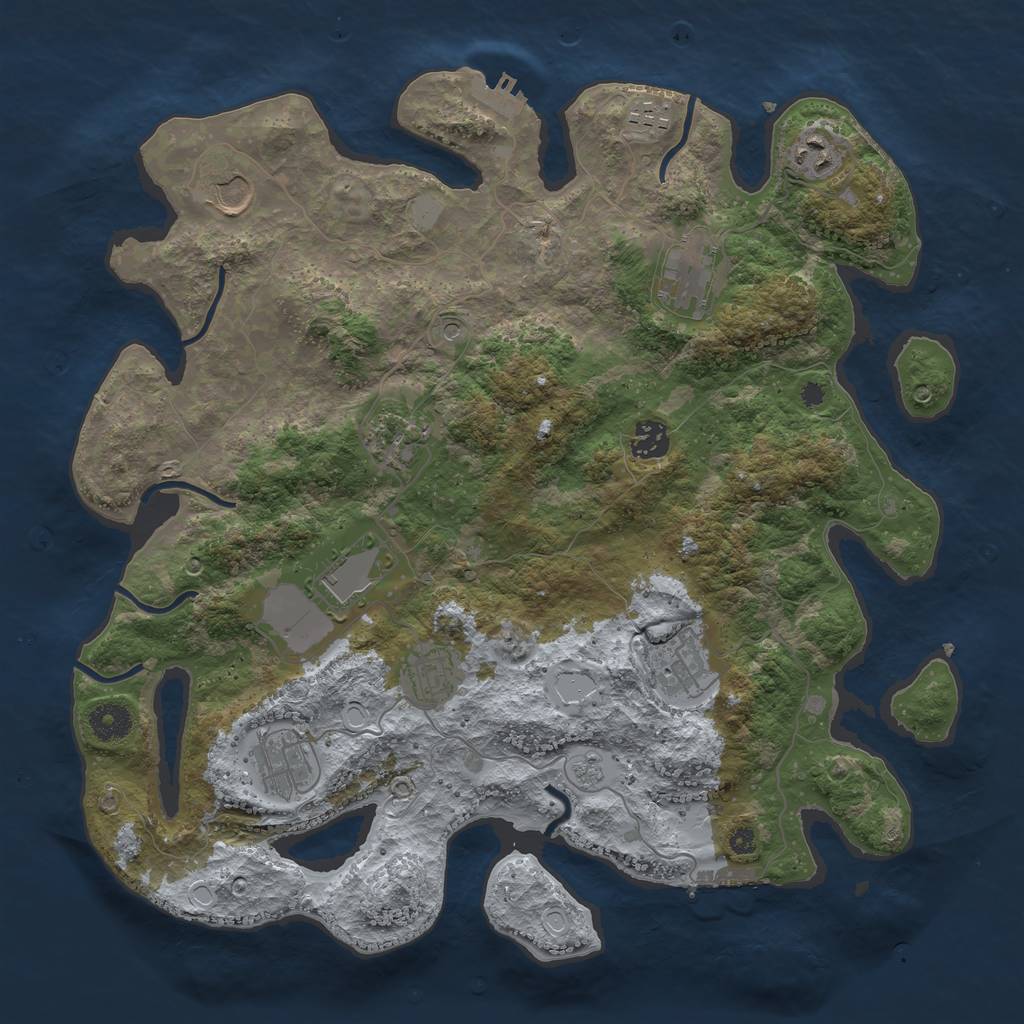 Rust Map: Procedural Map, Size: 3850, Seed: 103975942, 19 Monuments