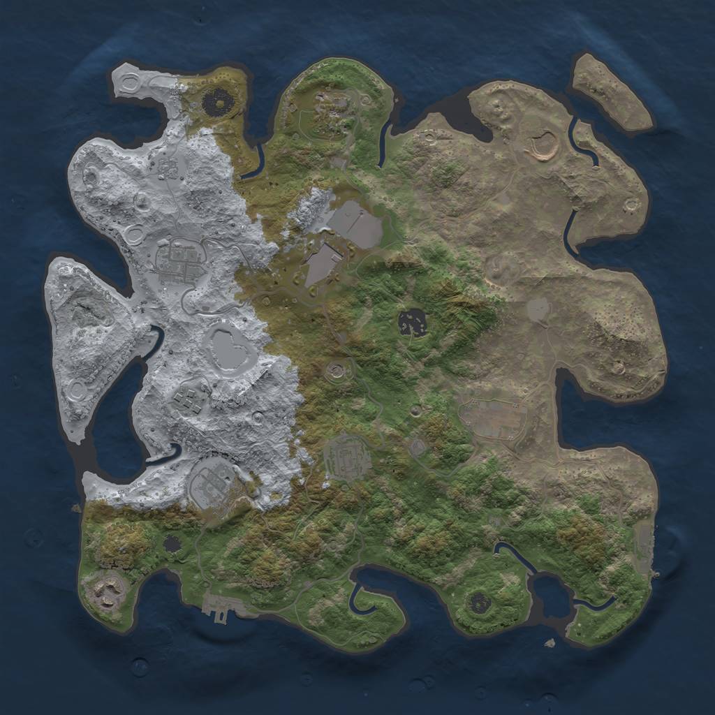 Rust Map: Procedural Map, Size: 3600, Seed: 1983214026, 19 Monuments