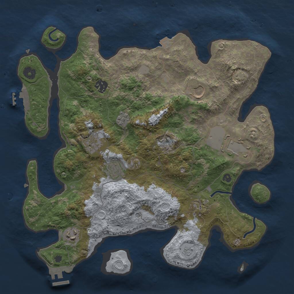 Rust Map: Procedural Map, Size: 3500, Seed: 1000113807, 14 Monuments